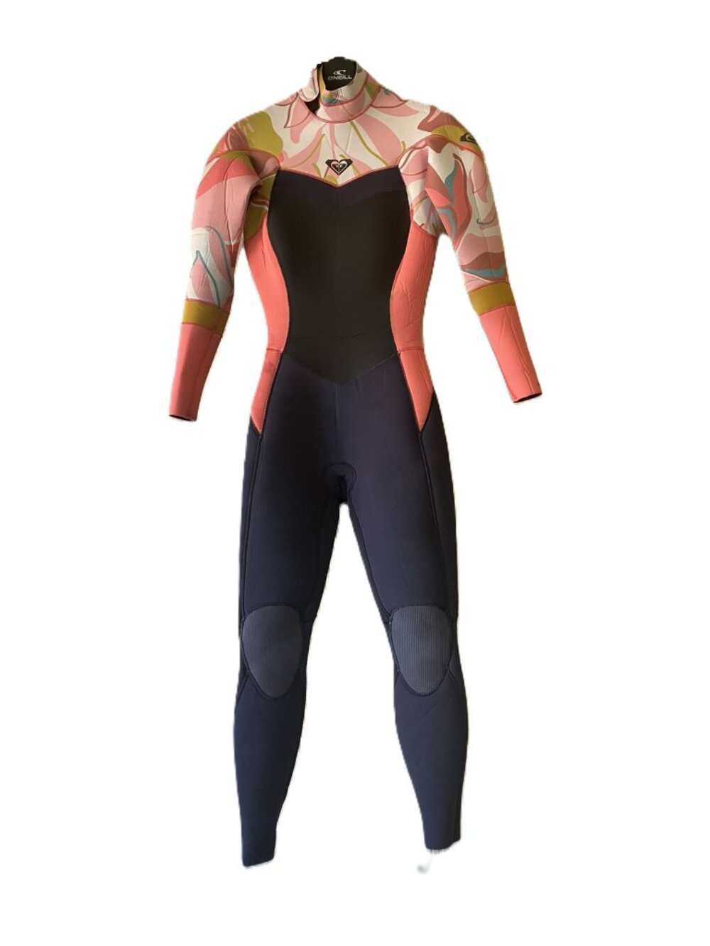 Roxy Syncro 4/3 Women's Full Wetsuit Size 6 Black Coral Floral Print